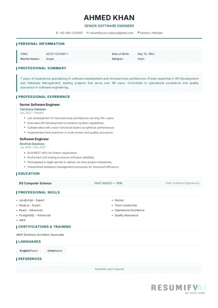 Classic Resume Template