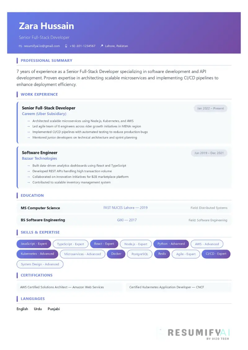 Modern Resume Template Tech Creative Startups