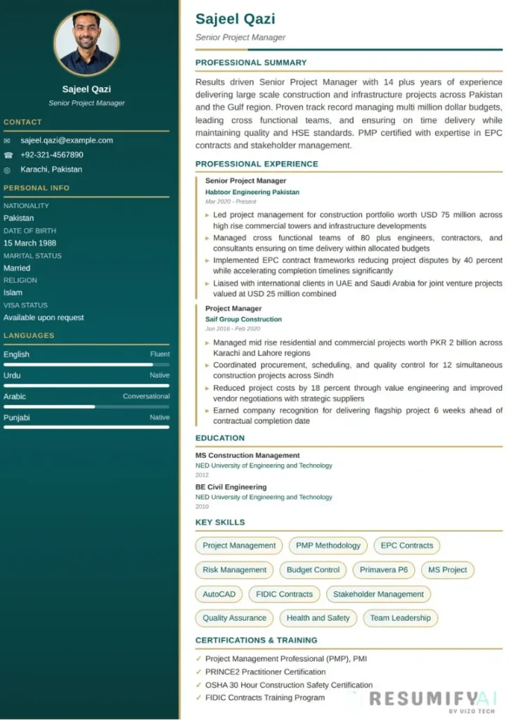 Gulf Professional Resume Template