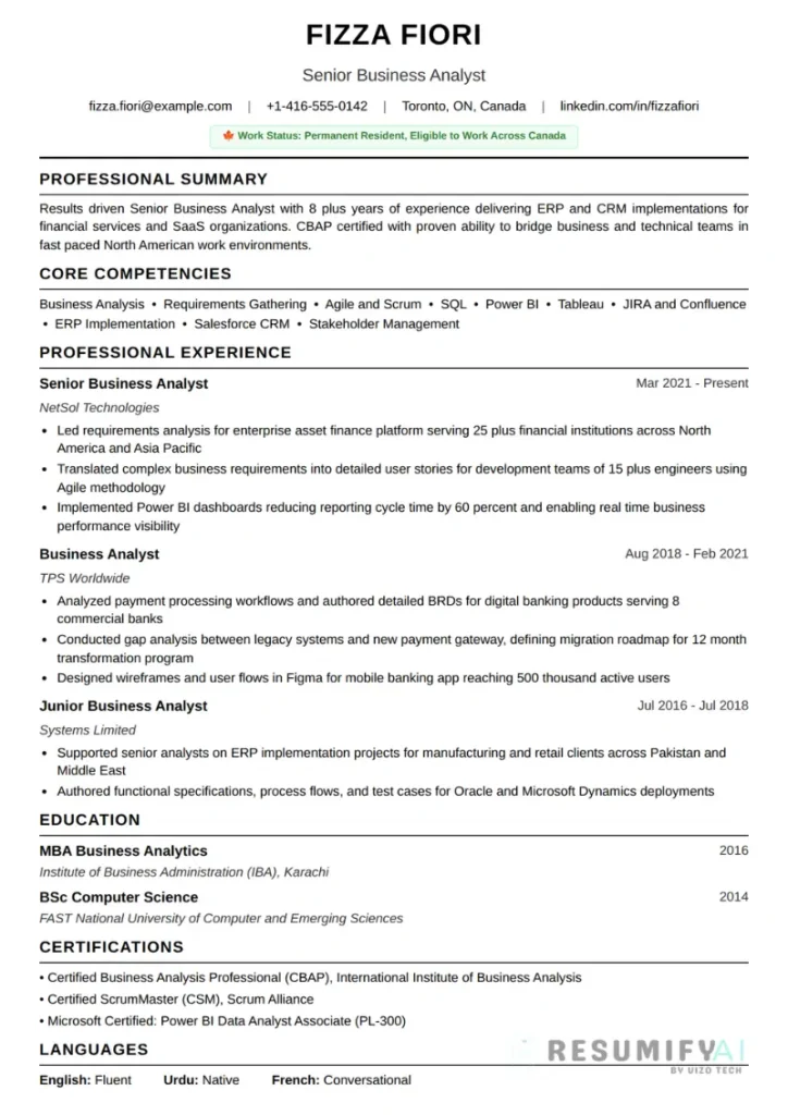 Canadian Resume Template