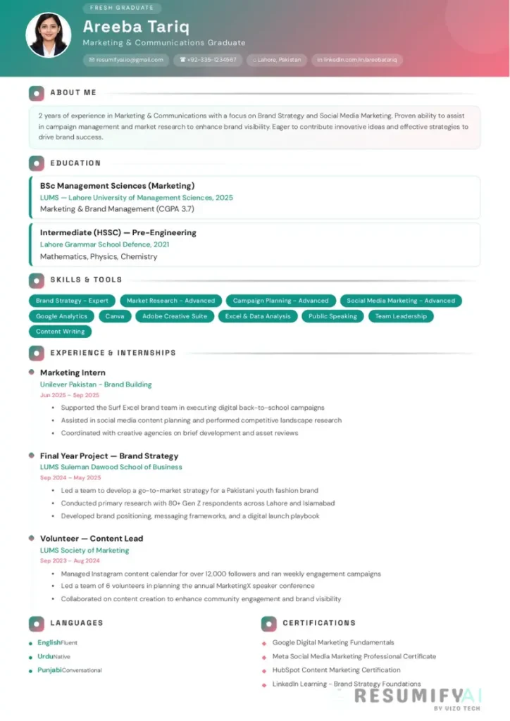 Fresh Graduate Resume Template