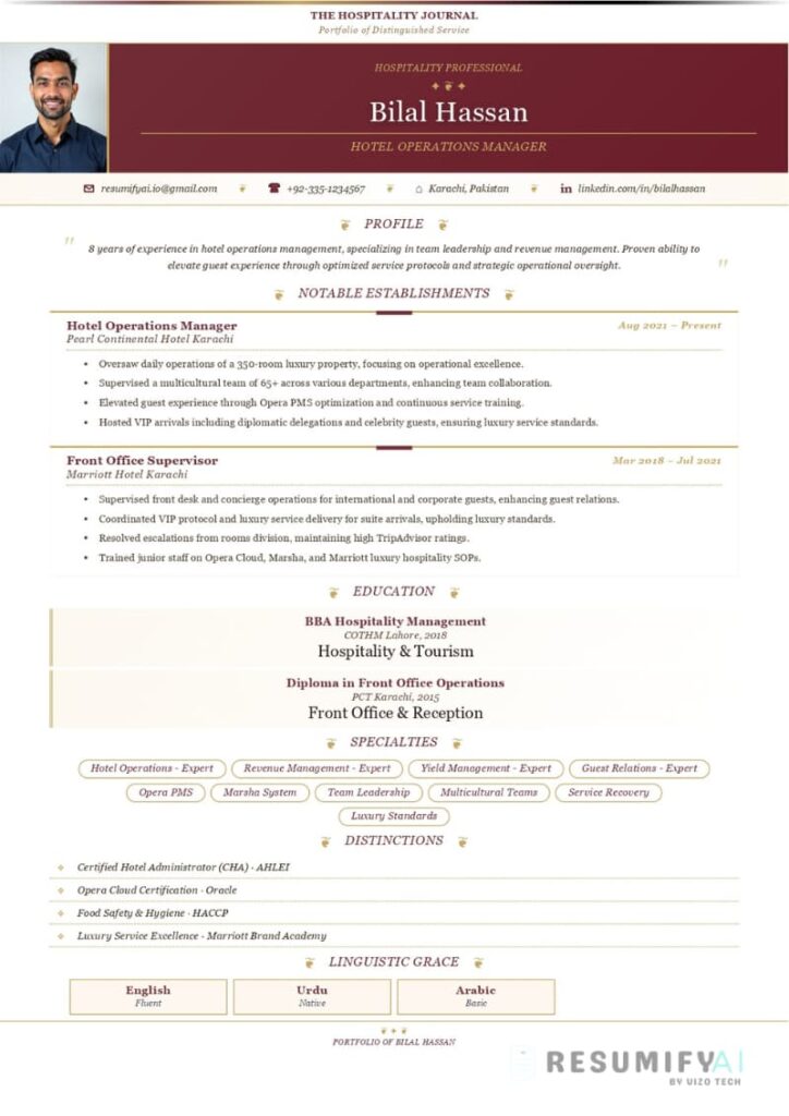 Hospitality Resume Template