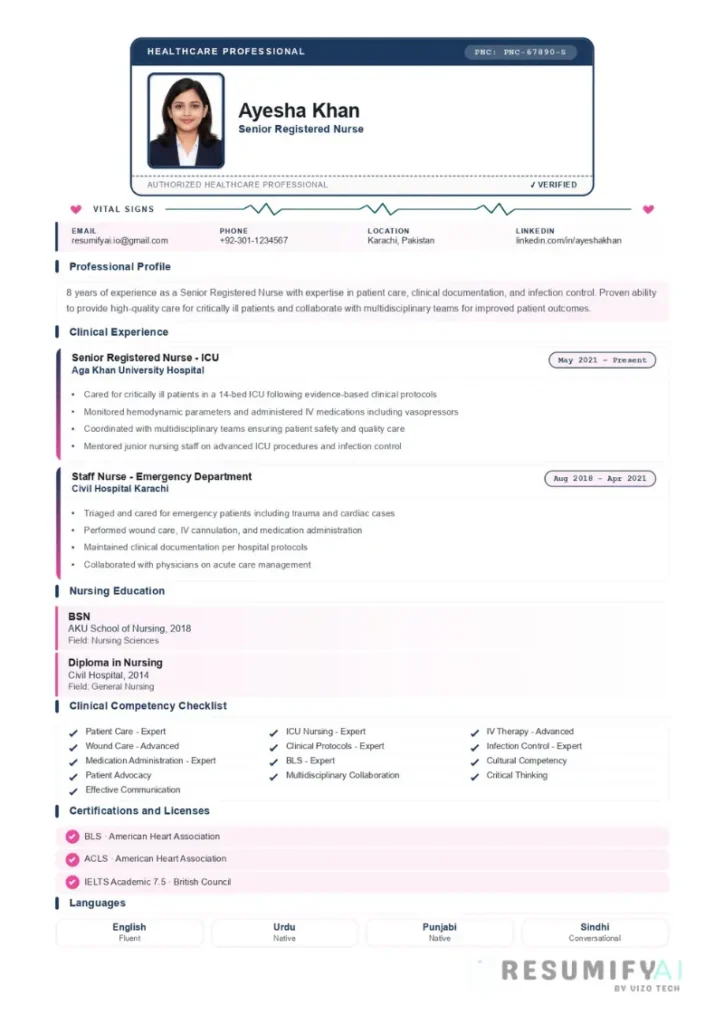Nurse Healthcare Resume Template